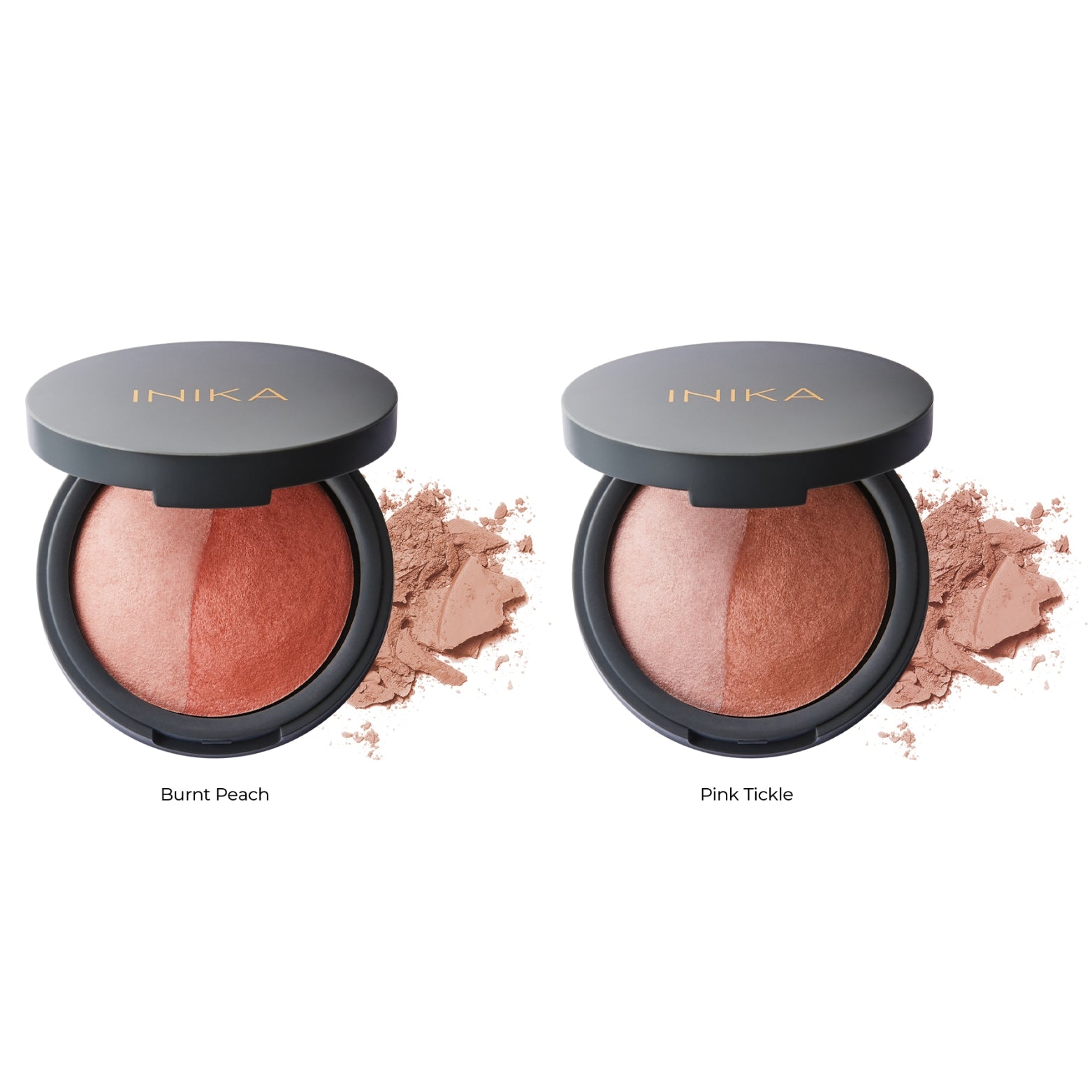 INIKA ORGANIC KOMPAKTINIAI MINERALINIAI SKAISTALAI DUO - Burnt Peach, 6.5 g