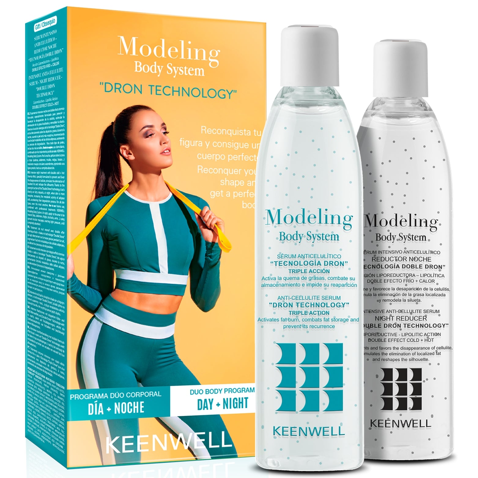KEENWELL MODELING BODY SYSTEM DRON TECHNOLOGY RINKINYS NR. 1: ANTICELIULITINIS SERUMAS 250 ml + ANTICELIULITINIS NAKTINIS SER
