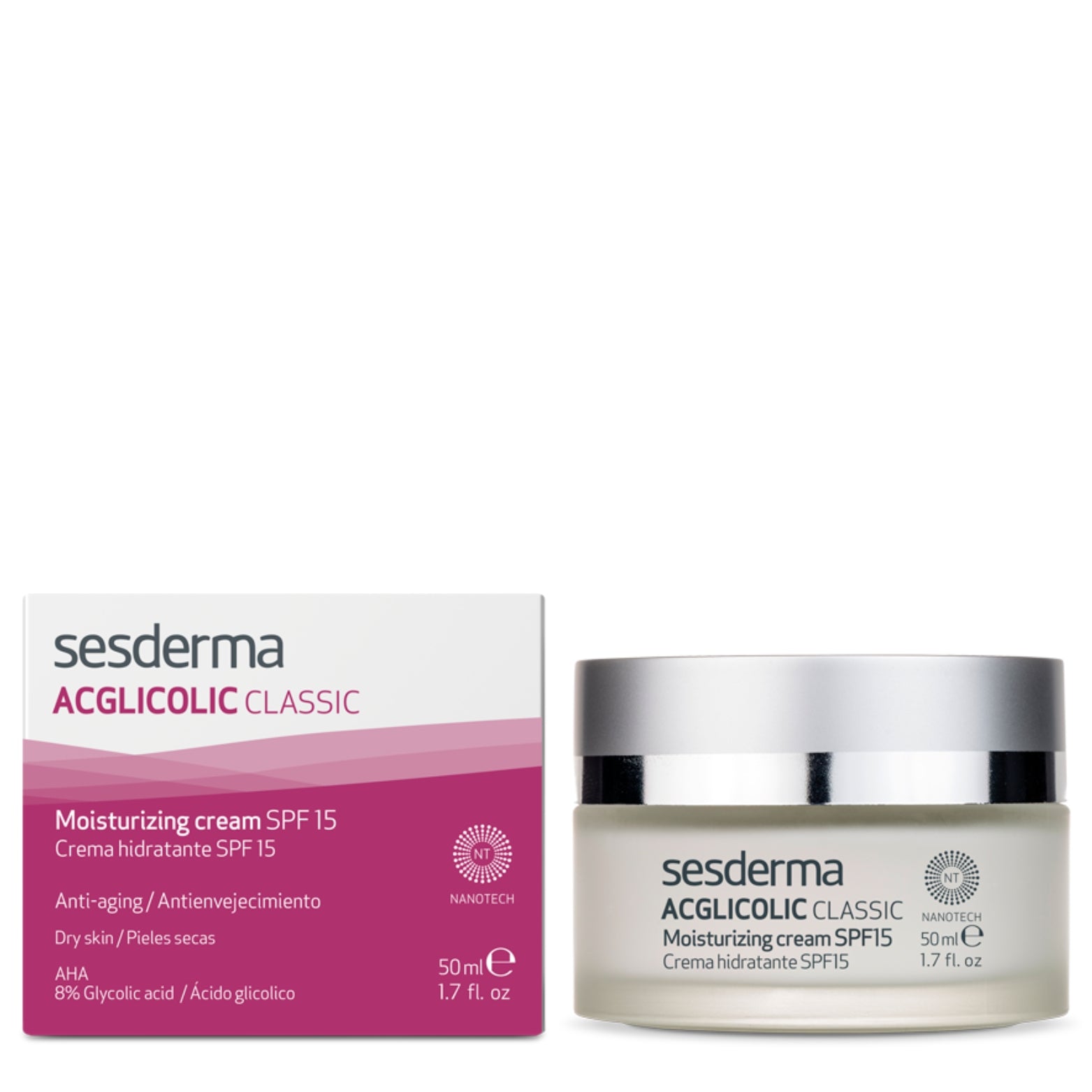 SESDERMA ACGLICOLIC CLASSIC DRĖKINAMASIS KREMAS SPF15, 50 ML