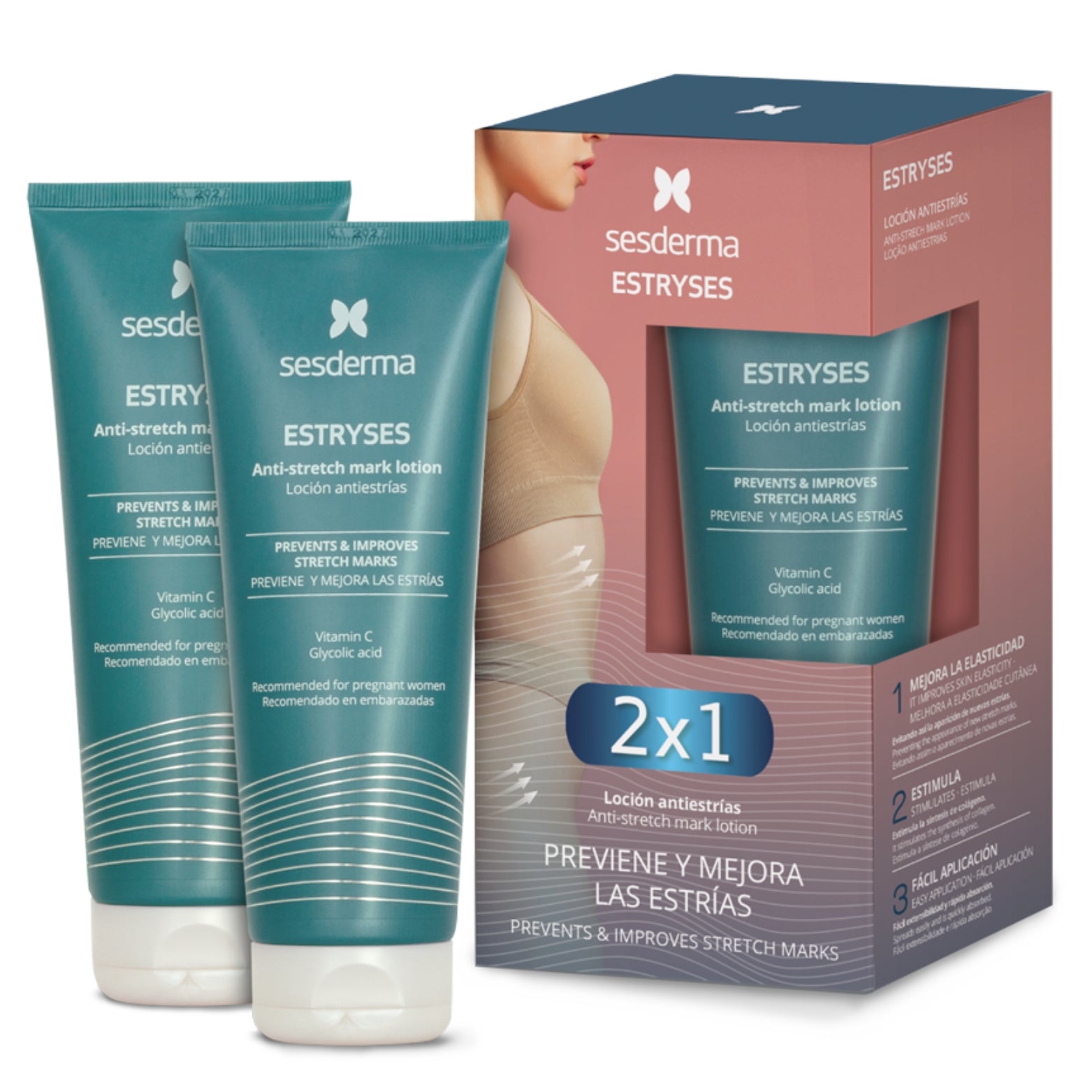 SESDERMA ESTRYSES KŪNO LOSJONŲ NUO STRIJŲ RINKINYS, 2x200 ML
